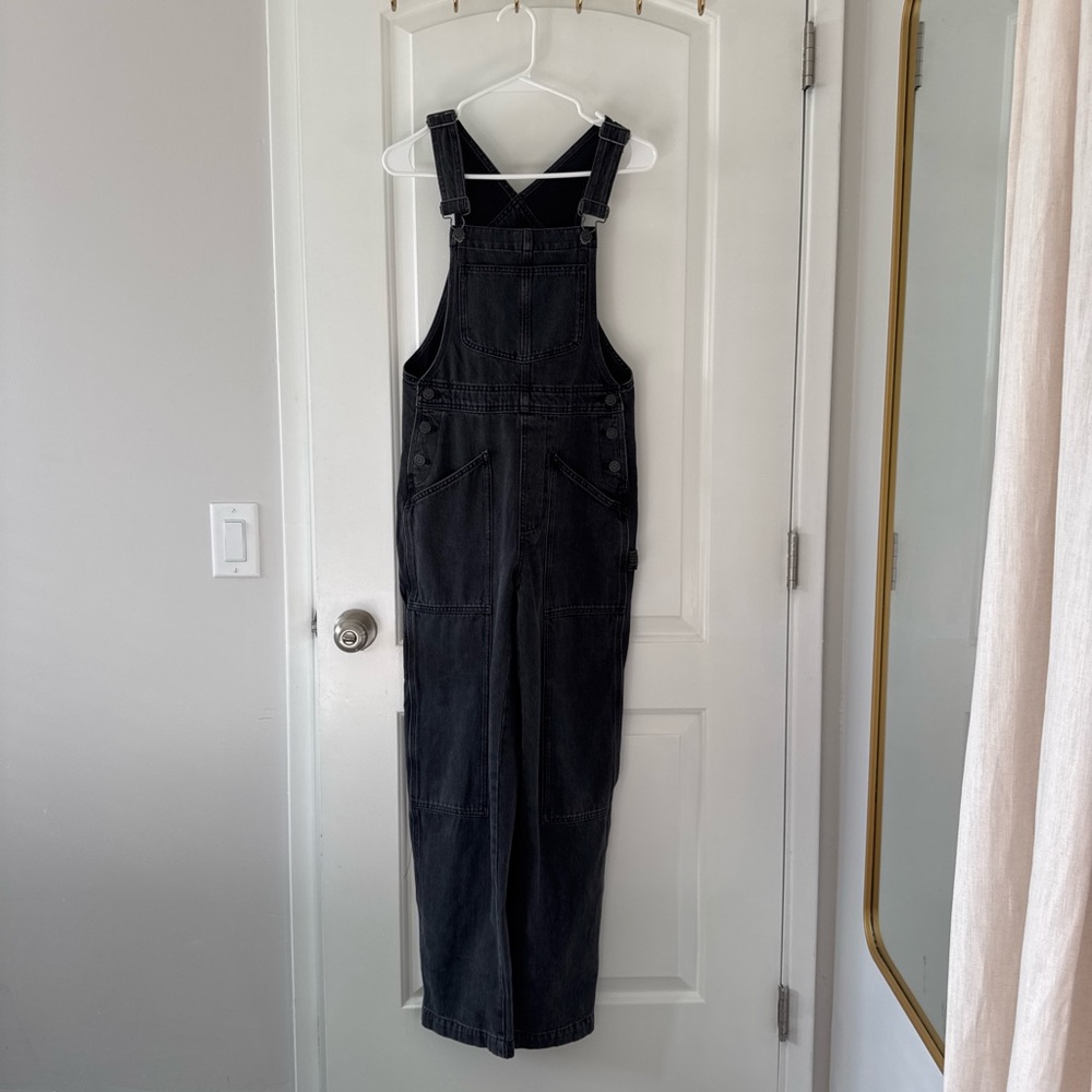 Madewell Black Washed Denim Bib Overalls